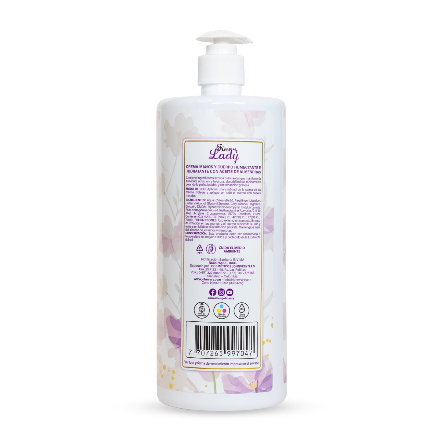 Crema para manos y cuerpo Sensual Fine Lady x 1000 ml